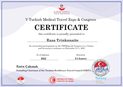 Dalyvavimas parodoje – V Turkish Medical Online Expo & Congress 2021